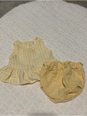 Quincy Mae Yellow Striped Peplum Top with Diaper Cover